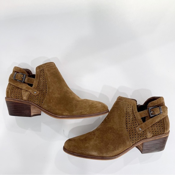 Vince Camuto Pamma Womens Brown Suede Leather Buckle Block Heel Booties Sz 10 M - Picture 8 of 8